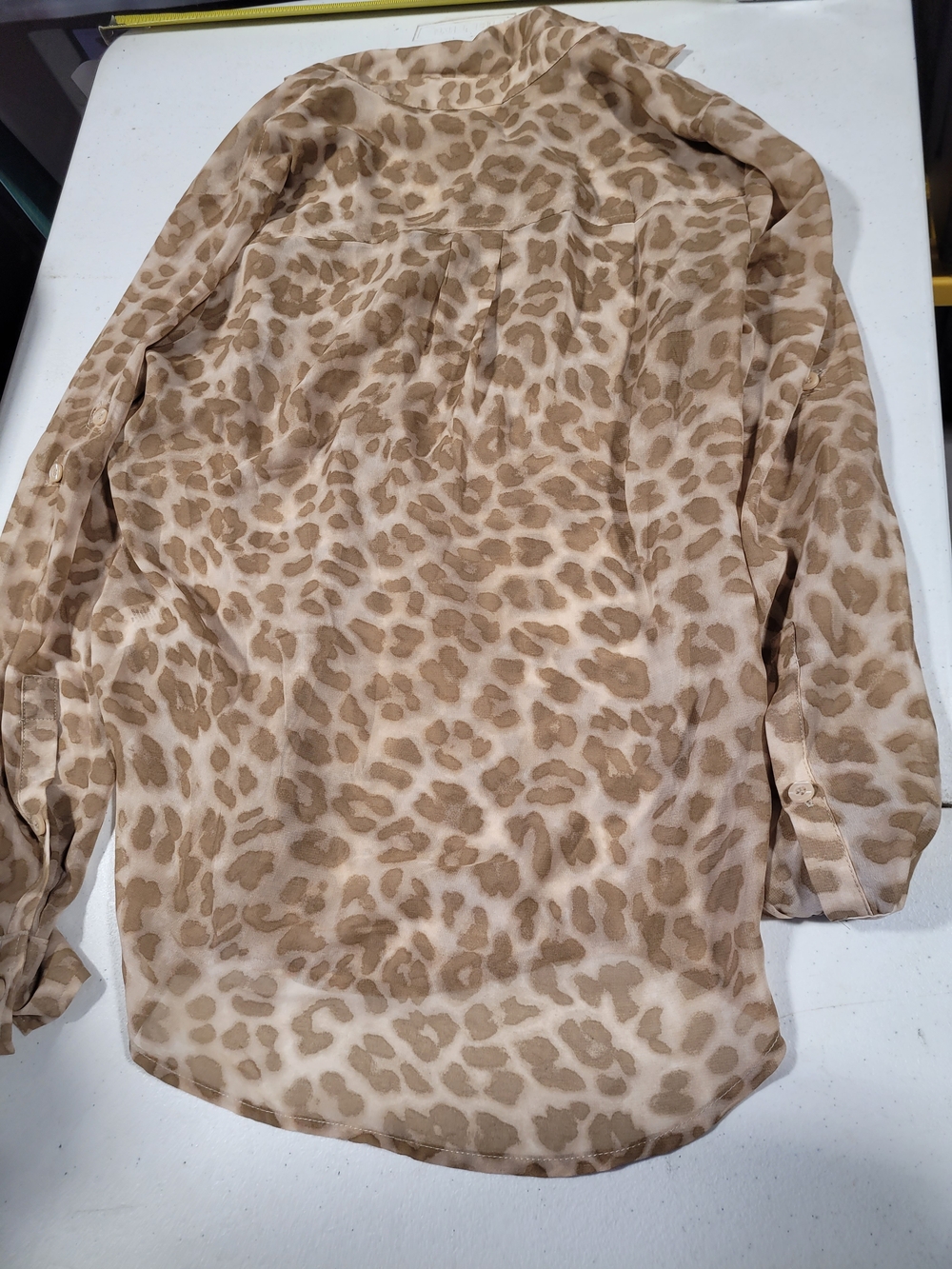 New York & Company Beige Leopard Print Button-Front Shirt Jacket - Picture 3 of 3